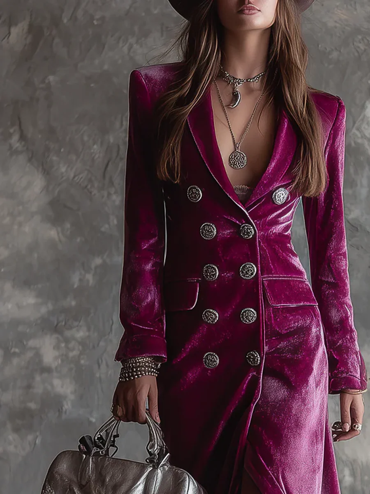 Vera | Robe blazer maxi en velours