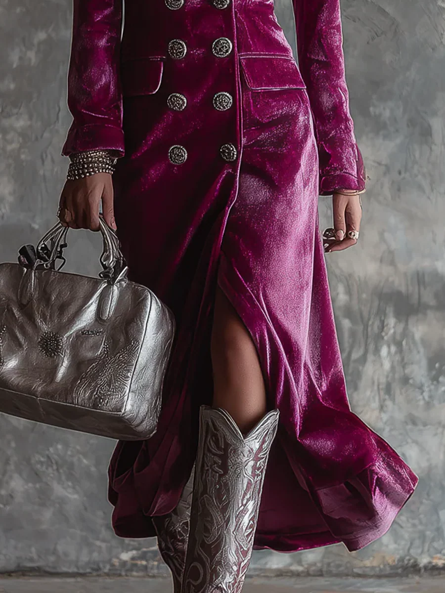 Vera | Robe blazer maxi en velours